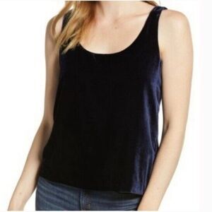 J Crew Rift Velvet Tank-Size 6-Navy-Lined-Layer-Keyhole Back-Holiday-Whimsygoth